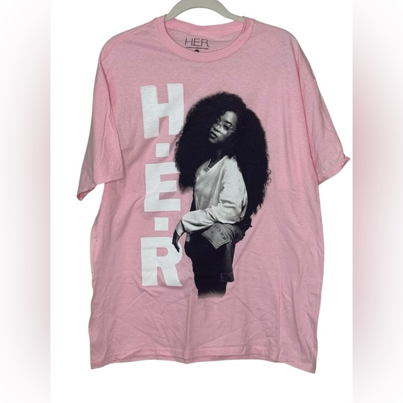 HER Pink Graphic Women's Band T-Shirt Top H.E.R size L - Picture 2 of 6